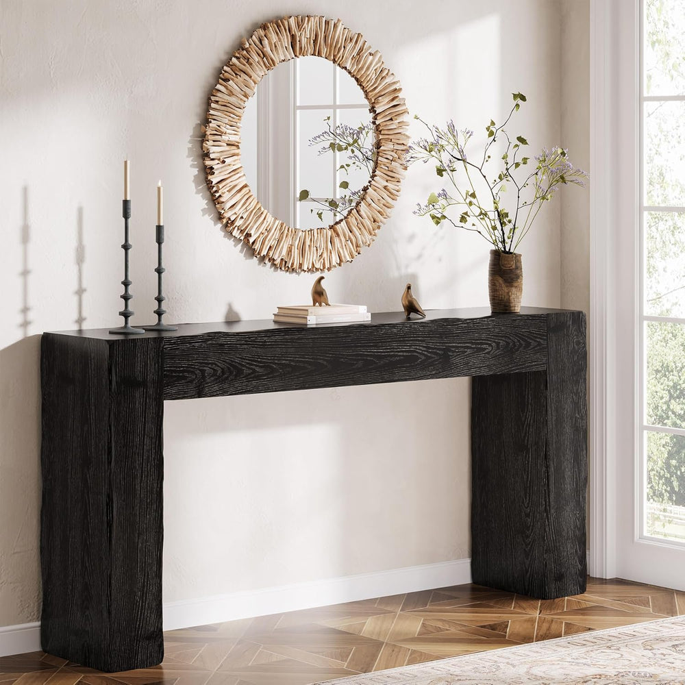 Solid Wood Console Table, 63-Inch Farmhouse Sofa Table Behind Couch for Entry...