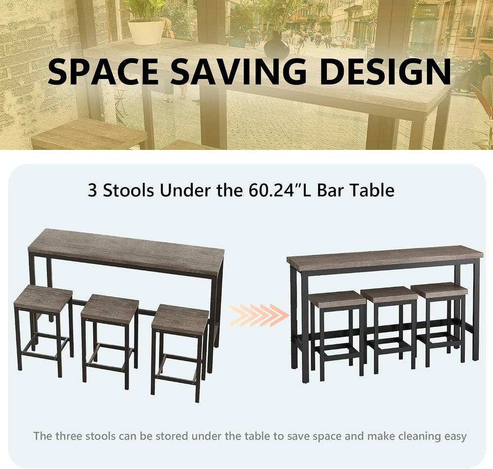 Merax Modern Design 4-Piece Counter Height Extra Long Dining Table Set with 3...