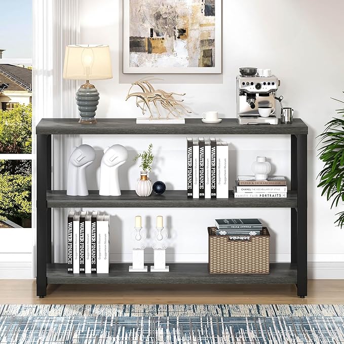 EXCEFUR Rustic Console Tables for Entryway, Sofa Table with 3 Tier Storage Sh...