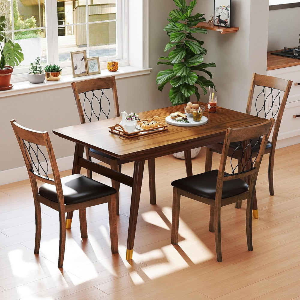 Giantex Dining Chairs Set of 4, Faux Leather Upholstered Armless Kitchen Chai...