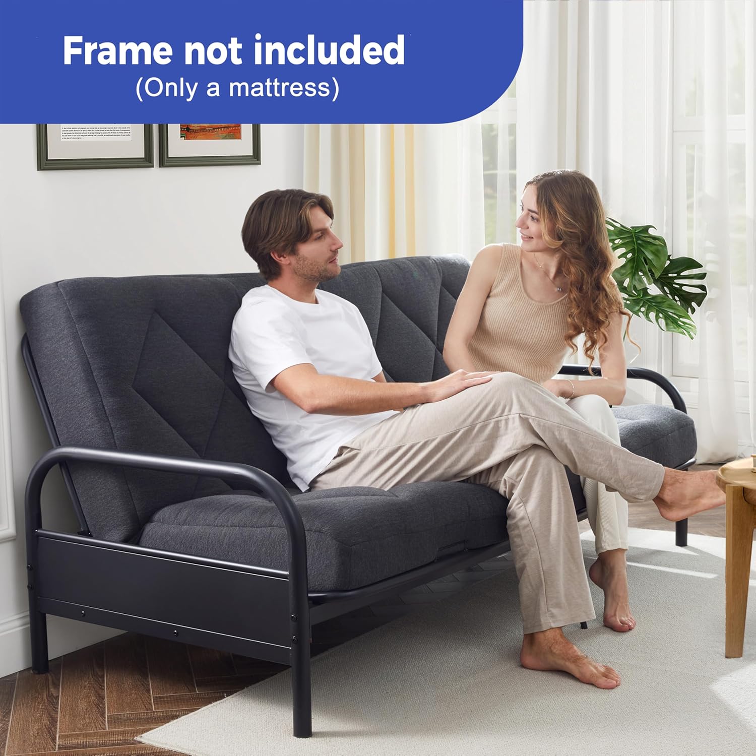 Jamdok 6" Full Size Pillow Top Futon Mattress Replacement(Frame Not Included), Gel Memory Foam, Removable Cover(71X52X6)