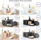 ZCCZ White Bathroom Accessories Set 6 Pieces - Toothbrush Holder, Lotion Dispenser, Qtip Container, Vanity Tray, Tumbler - Countertop Organizer for Bathrooms - Elegant and Functional Décor Set