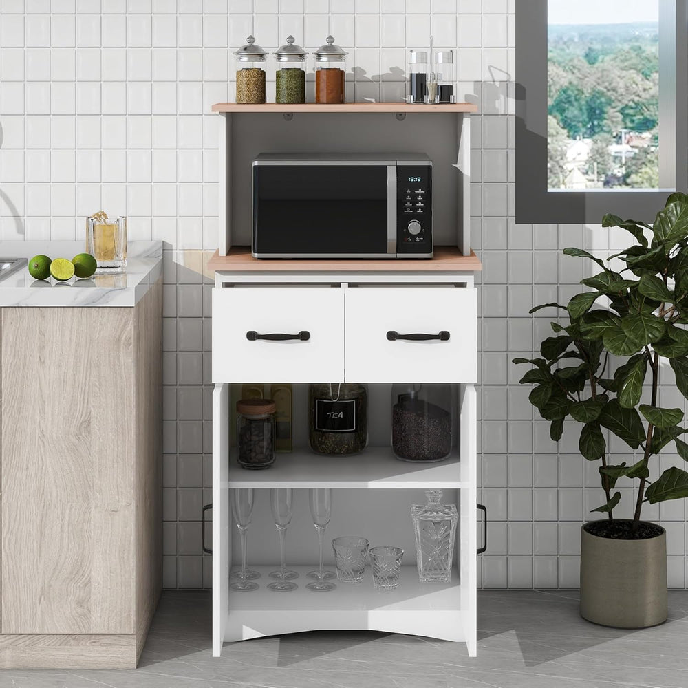 Modern Kitchen Pantry Cabinet, Storage Cabinet with Drawers, Wooden Coffee Ba...
