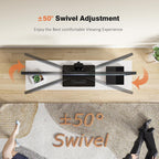 Universal Swivel TV Stand/Base Table Top TV Stand for 13 to 39 inch TVs with 100 Degree Swivel, 4 Level Height Adjustable, Heavy Duty Tempered Glass Base, Holds up to 88lbs, HT07B-002