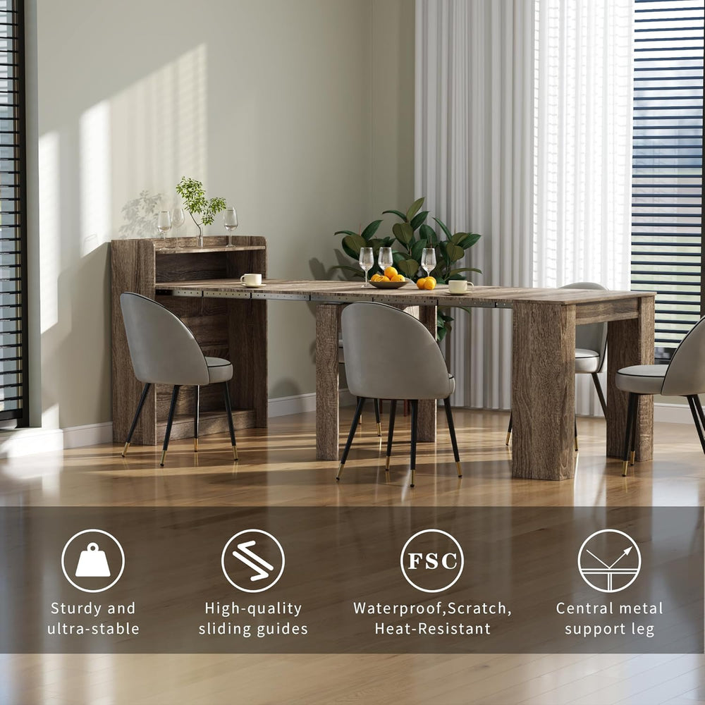 Transformer Folding Console Table for 2-9 People, Extendable Dining Table, Sp...
