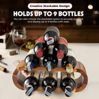 BLUEWEST Wooden Wine Racks Countertop – 6 Bottle Freestanding Wine Holder Stand – Acacia Wood Display Organizer – No Assembly Required – Ideal for Home Décor & Wine Gifts