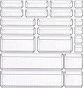 Criusia 22 Pcs Drawer Organizer Bins, Acrylic Non Slip Kitchen Drawer Organizers Storage Tray Divider, Multifunctional Storage for Cosmetics, Bathroom, Tools, Kitchen and Office