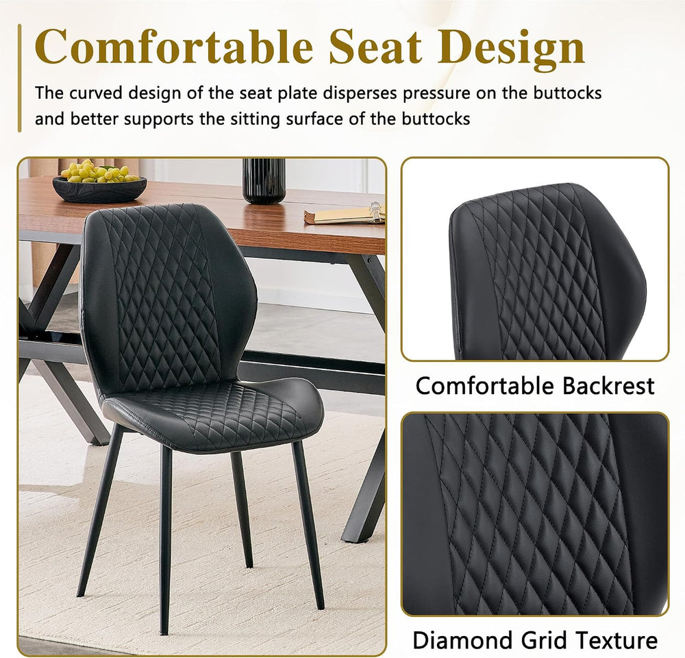 Dining Chairs Set of 4, Modern Upholstered Kitchen Chairs with Curved Back, D...