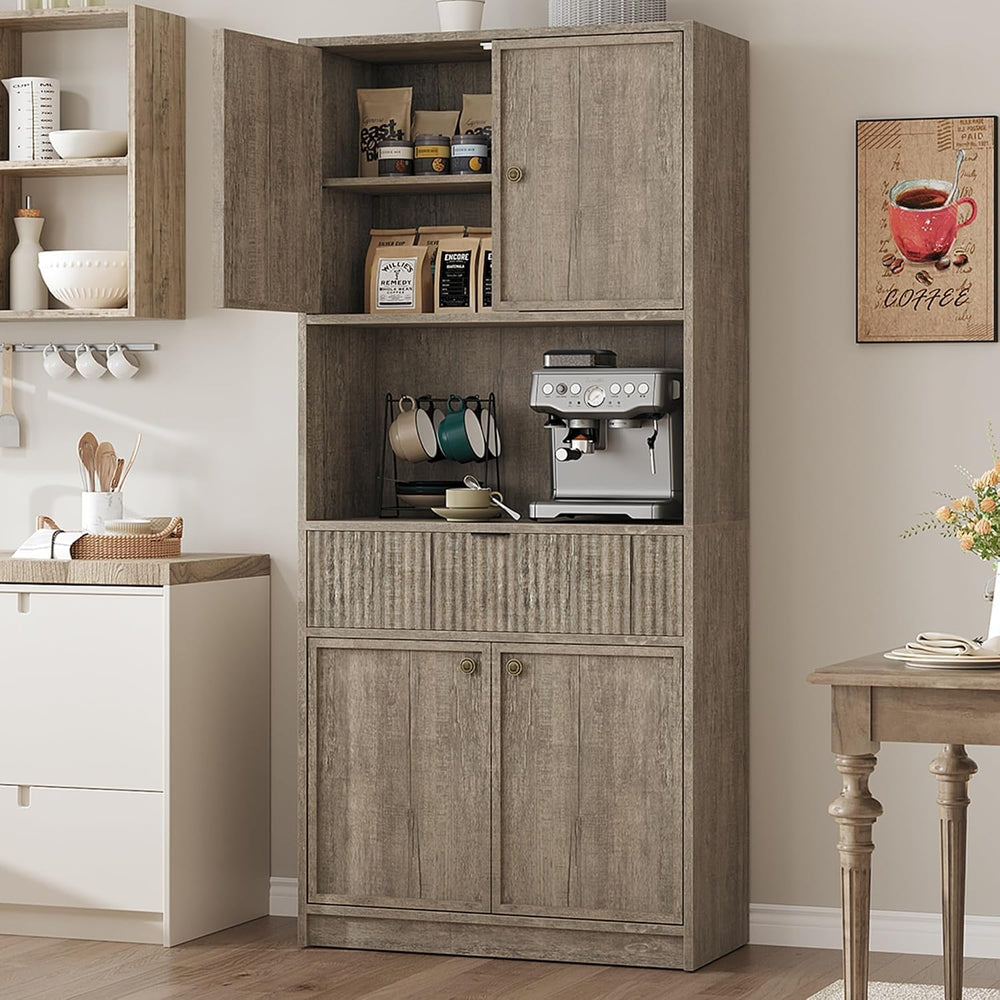 IDEALHOUSE Tall Storage Cabinet, 70" Kitchen Pantry Cabinet with Doors, ...