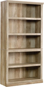 Sauder 5 Tier Book Shelf Wooden Bookcase Multipurpose Bookshelf for Home Office, Living Room, in Lintel Oak