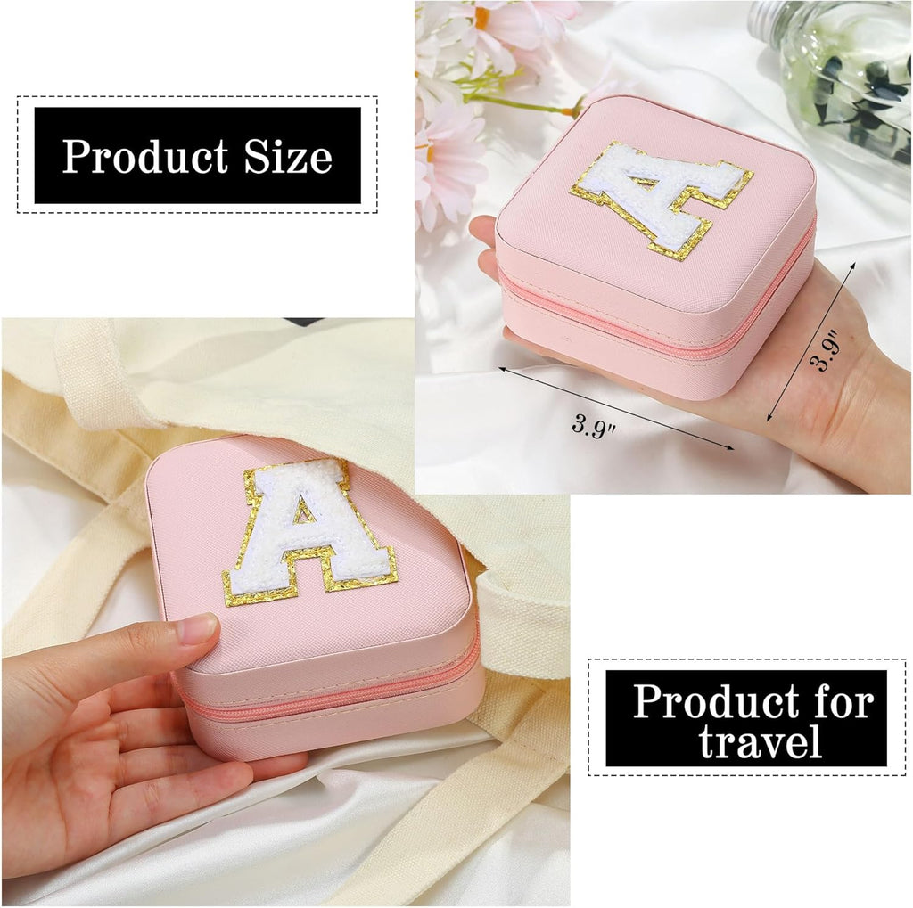 Parima Gifts for Teen Girls - 2025 Travel Jewelry Case Gifts Ideas, 6,7,8,9,10,11,12,13,14 Year Old Girl Birthday Gift Travel Jewelry Organizer Christmas Gifts for Daughter - Letter E, Pink