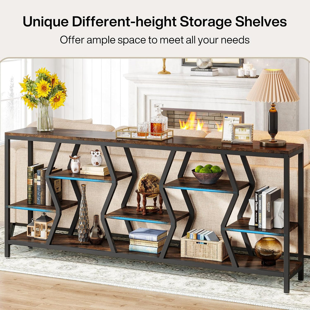 Tribesigns 70.9" Sofa Console Table with Storage Shelves (Rustic Brown) ...