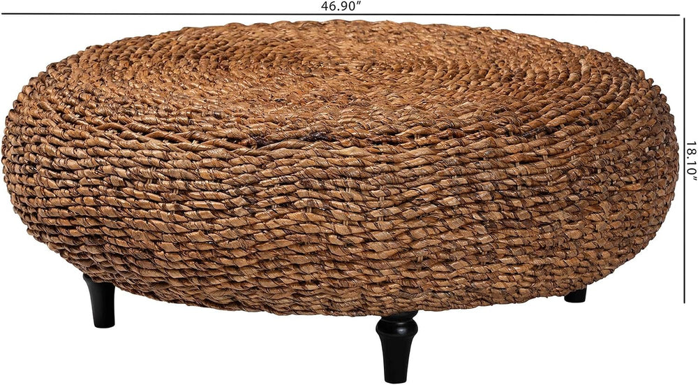 bali & pari Riau Handwoven Seagrass Coffee Table with Wooden Legs – Natur...