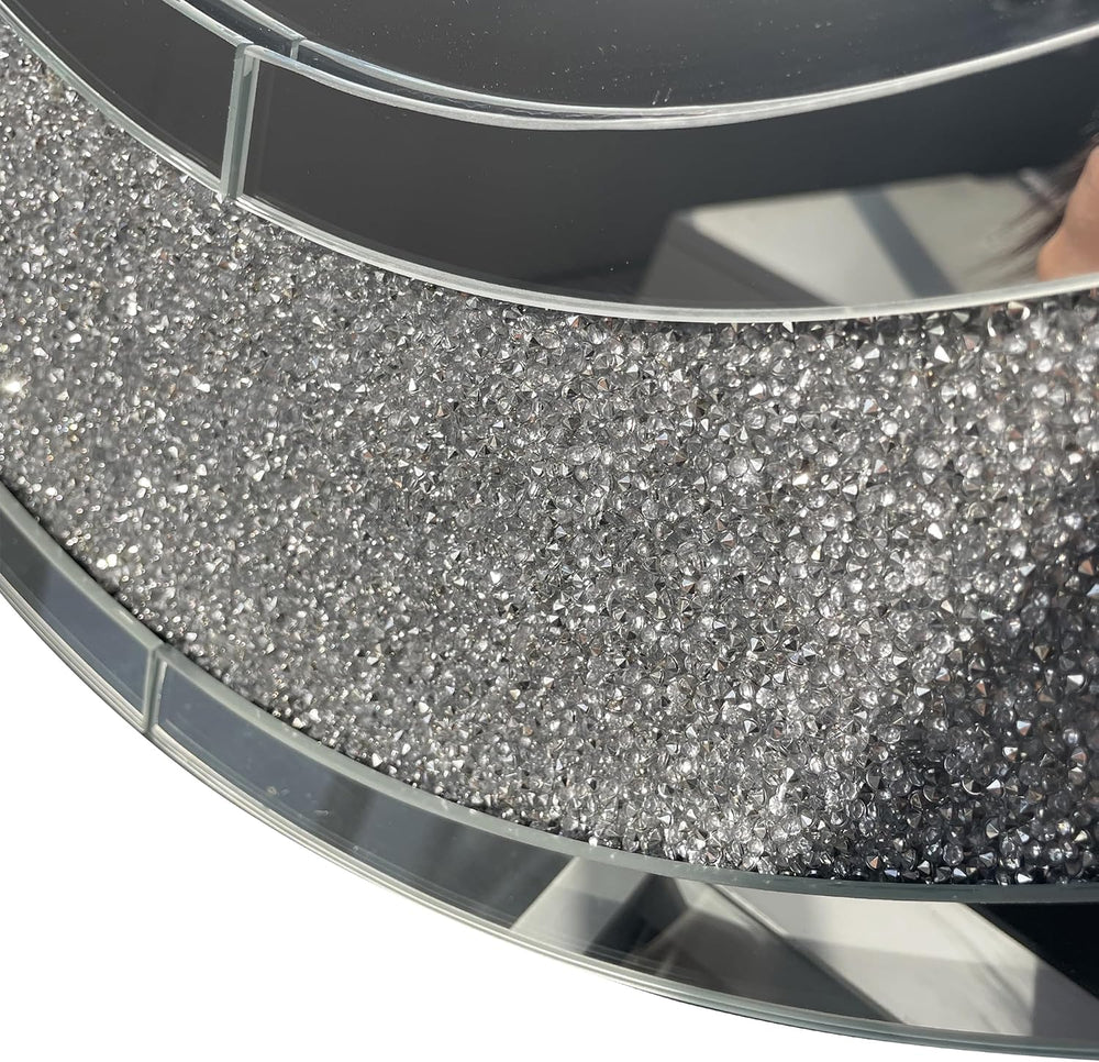 2 Piece Mirrored Console Table & Oval Wall Mirror Set, 39.5" Silver ...