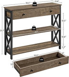 Yaheetech TV Stand, Entertainment Center with Drawer, Media Console Table for TV up to 45 inch, TV Console Table with Open Storage Shelves for Living Room/Hallway, Metal Frame, Taupe Wood