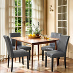 CHUN YI Dining Chairs Set of 4, Faux Leather Dining Room Chairs, High Back Upholstered Parsons Chairs for Dining Room Kitchen Side Chair with Sturdy Wood Legs, Grey (Only Chair)