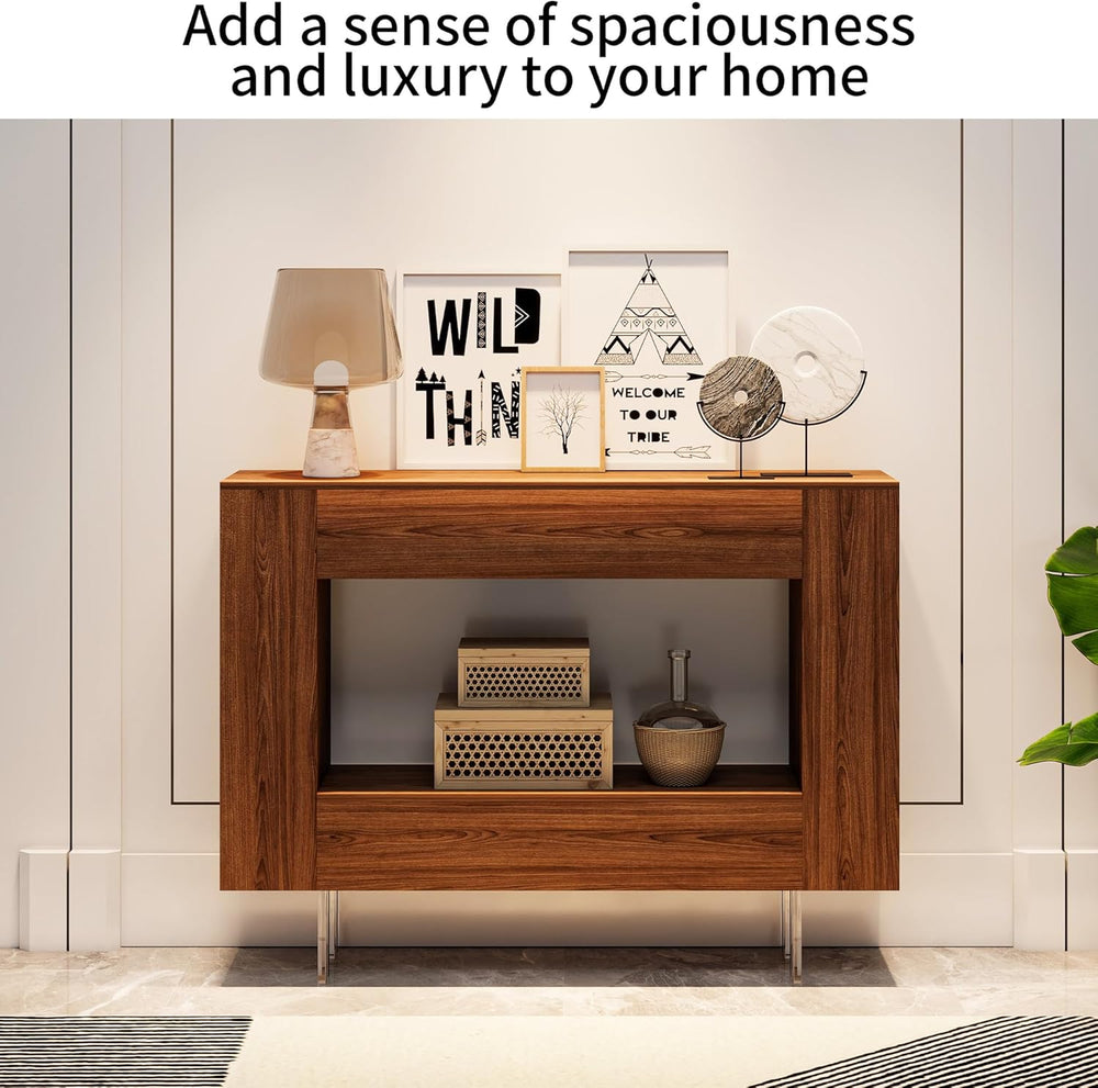 Console Table, Entryway Table with Hidden Storage Cabinets, Adjustable Shelve...