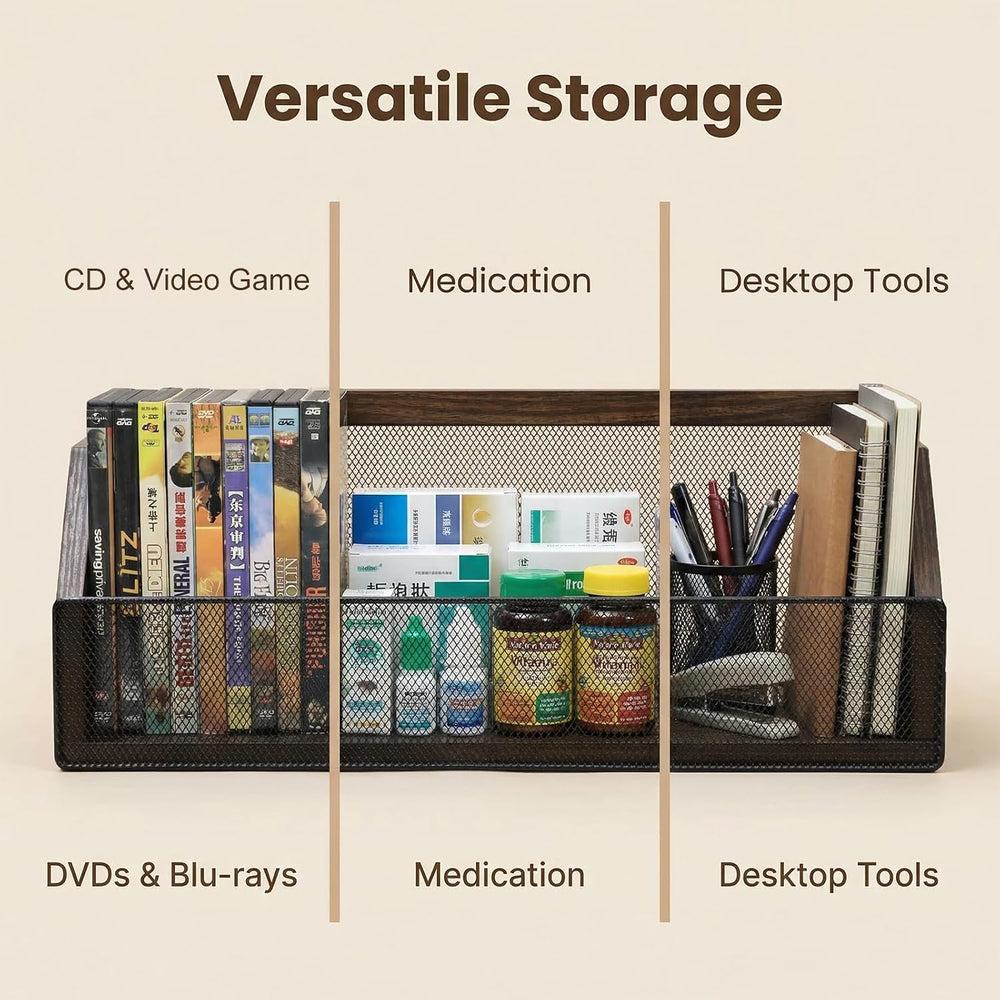 CD Storage Rack, Wooden CD Organizer Holds 32 CDs, Retro CD Shelf for Desktop...