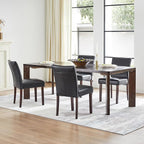 Watson & Whitely Dining Chairs Set of 6, Faux Leather Upholstered Armless Dining Room Chairs with Solid Wood Legs & Back Side Chair for Kitchen, Living Room, Restaurant, Black