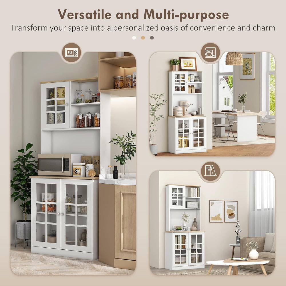 31.5"D*14.5"W*72"H Freestanding Kitchen Pantry with 4 Adjustab...