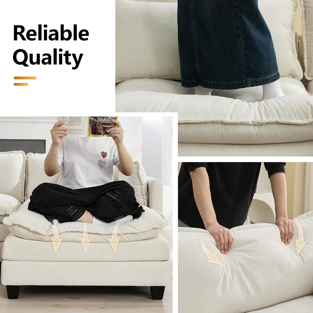 35‘’ Modern Chenille Cloud Sofa Ottoman,Rectangle Ottoman for Modular Section...