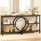 Hoctieon Console Table Set of 2, 3-Tier Industrial Entryway Table with Storage, Hallway Tables, Narrow Entrance Sofa Tables,Accent Tables with Shelves for Living Room, Foyer, Rustic Brown