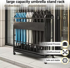 Entryway Movable Commercial Umbrella Stand Large Capacity Metal Umbrellas Holder Heavy Duty Umbrella Frame with Removable Drip Tray & Wheels for Home, Hotel, Office.(Gold,100x20x70CM/39.4x7.9x27.6IN)