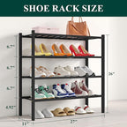 Smiry Shoe Rack, 4 Tier Bamboo Shoe Organizer, Stackable Free Standing Wooden Shoe Storage Shelf for Closet, Entryway, Front Door Entrance, Black