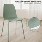 Mid Century Kitchen Chairs Set of 4,Green Plastic Dining Chairs Outdoor Chairs with Metal Legs for Living & Dining Room(4pc,Mint Green)