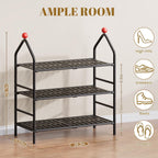 Shoe Rack, 3-Tier Shoe Organizer, Metal Storage Shelf, Shoe Rack for Closet, Free Standing Shoe Racks for Entryway, Garage & Doorway, Sturdy Shoe Shelves, Black