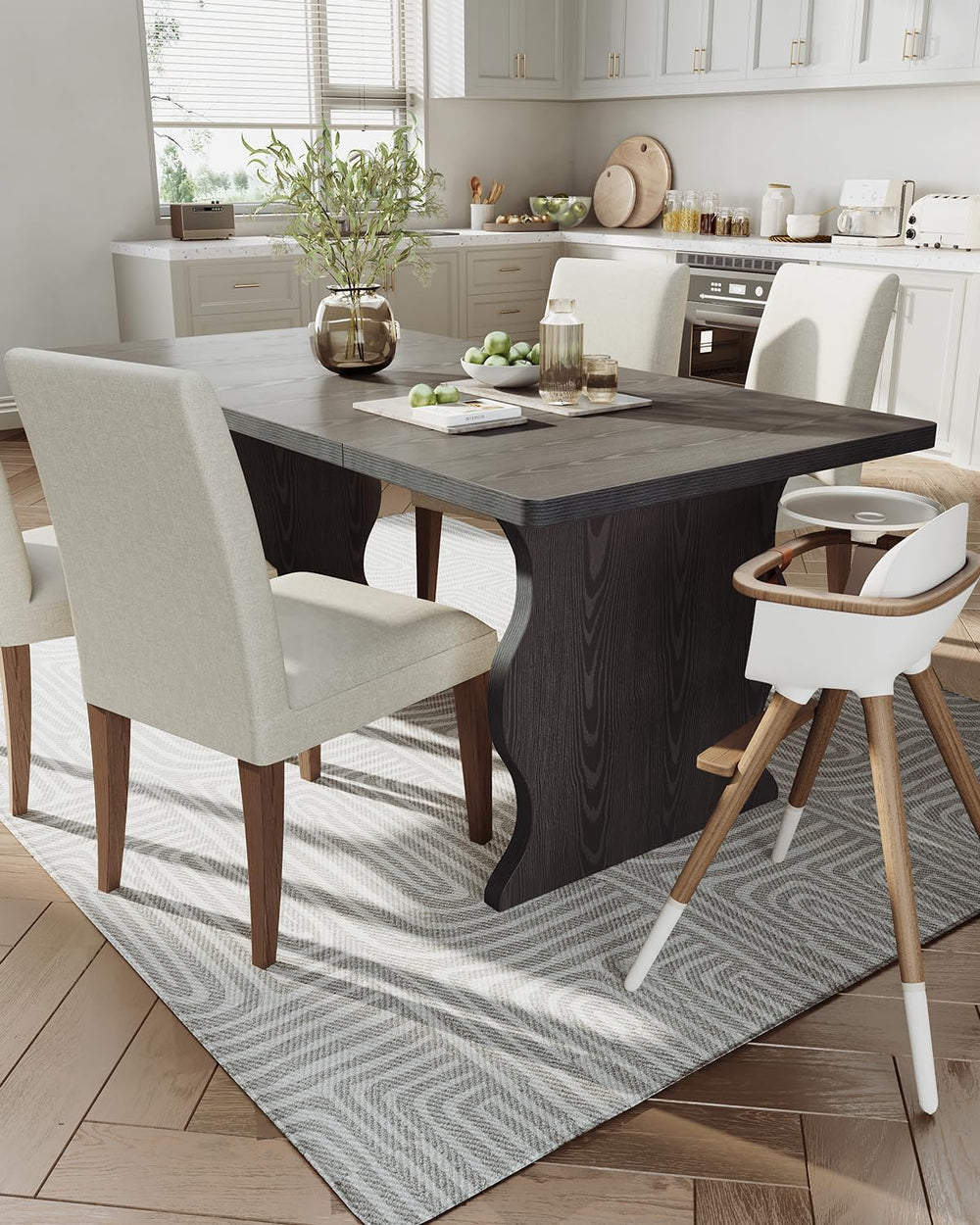 LITTLE TREE Modern Dining Table for 4-6 People, 63 Inch Rectangular Kitchen T...