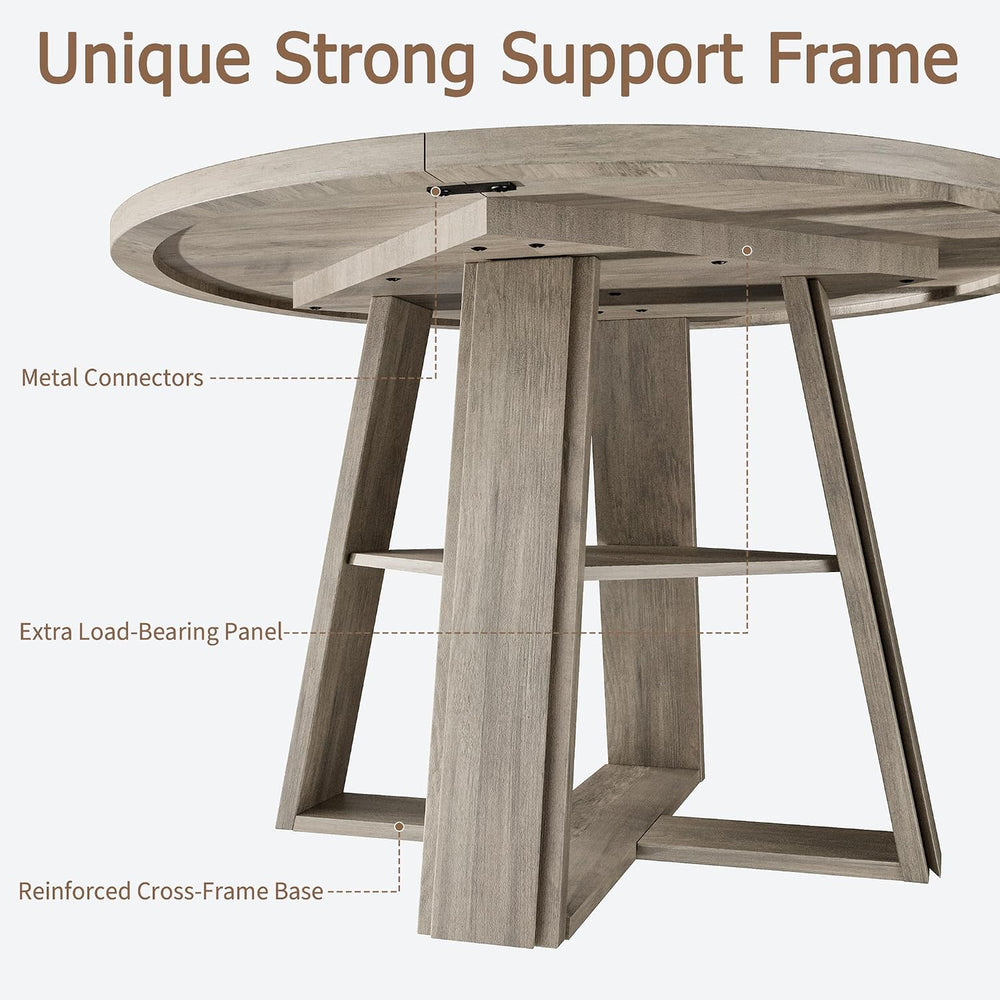 GarveeHome 43.3" Round Dining Table for 2-4 People, Circle Kitchen Table...