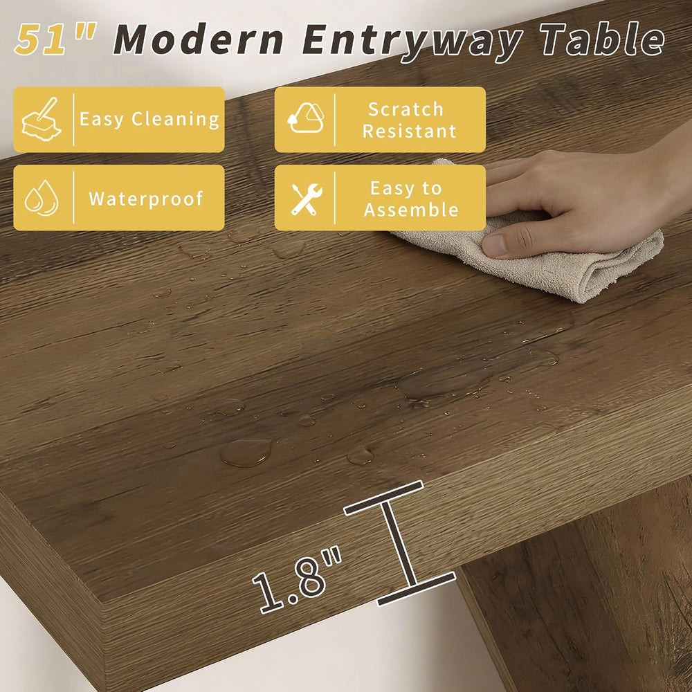 51" Console Table, V-Shaped Entryway Table, Wood Sofa Table Behind Couch...