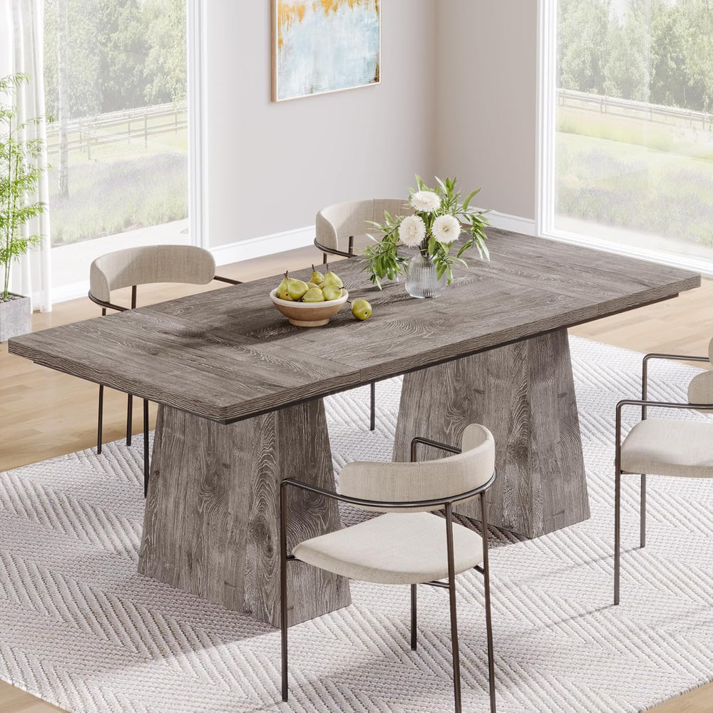 Tribesigns Dining Table for 6, Farmhouse Wood Dinner Rectangular Table Kitche...