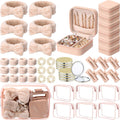 48 Pcs Sleepover Party Supplies Kit Bridesmaid Proposal Gifts Slumber Birthday Spa Party Favors Bow Headband Scrunchies Jewelry Case Makeup Bag Mirror for Gifts (Beige)