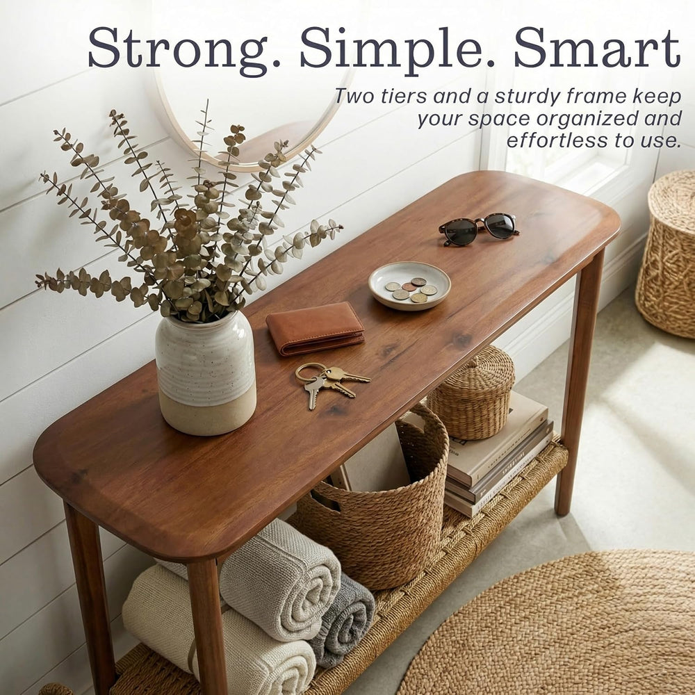Alaterre Furniture Calais Solid Wood Console Table, Chestnut, 48”