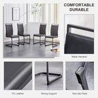 AZmac Modern Leather Dining Chairs Set of 2,Armless Kitchen Chairs,Dining Room Chairs with Upholstered Padded Seat and Sturdy Black Legs for Dining Room,Kitchen (Set of 2, Black-Black Leg)
