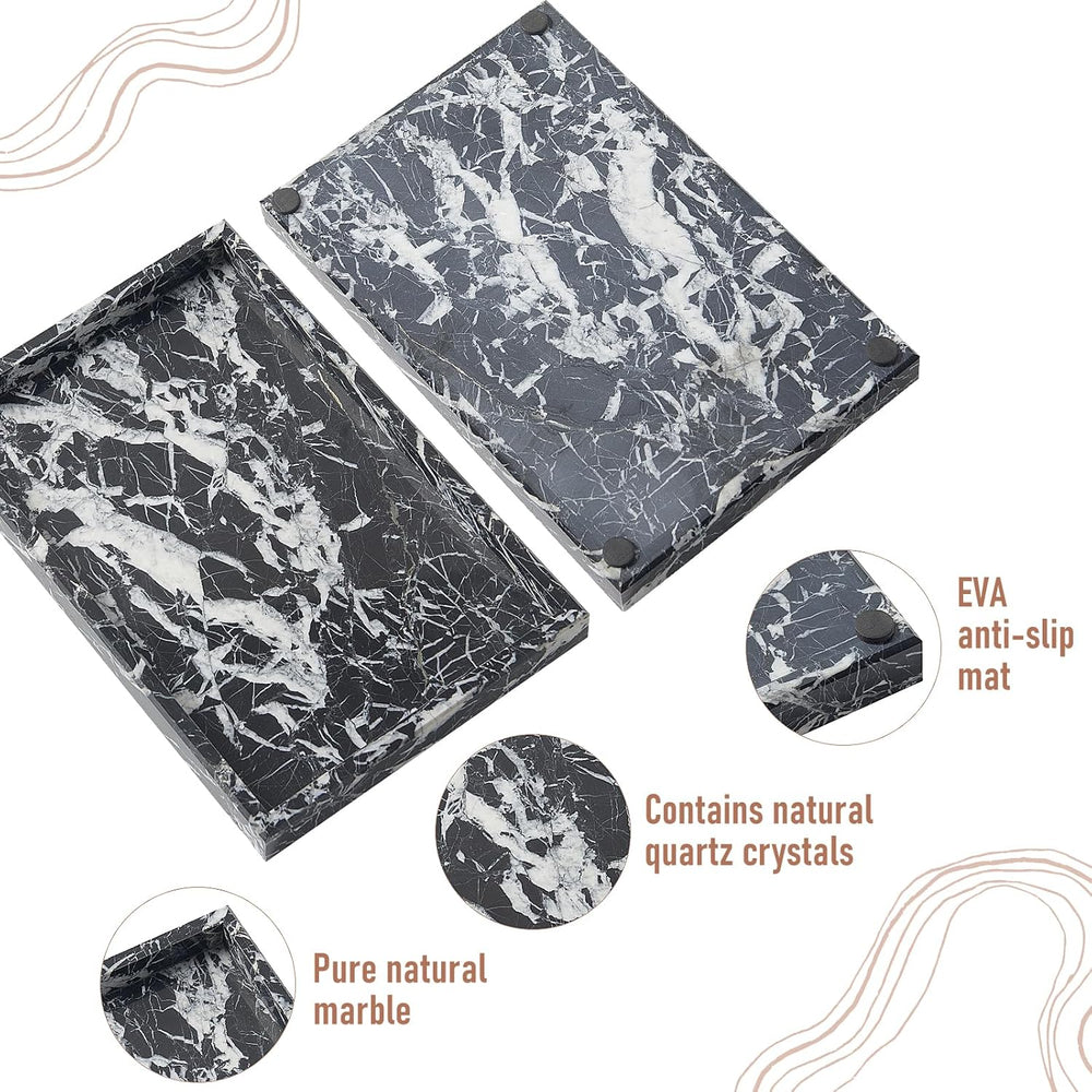 Marble Bathroom Tray,Pure Natural Vanity Tray,Marble Tray for Kitchen Counter...