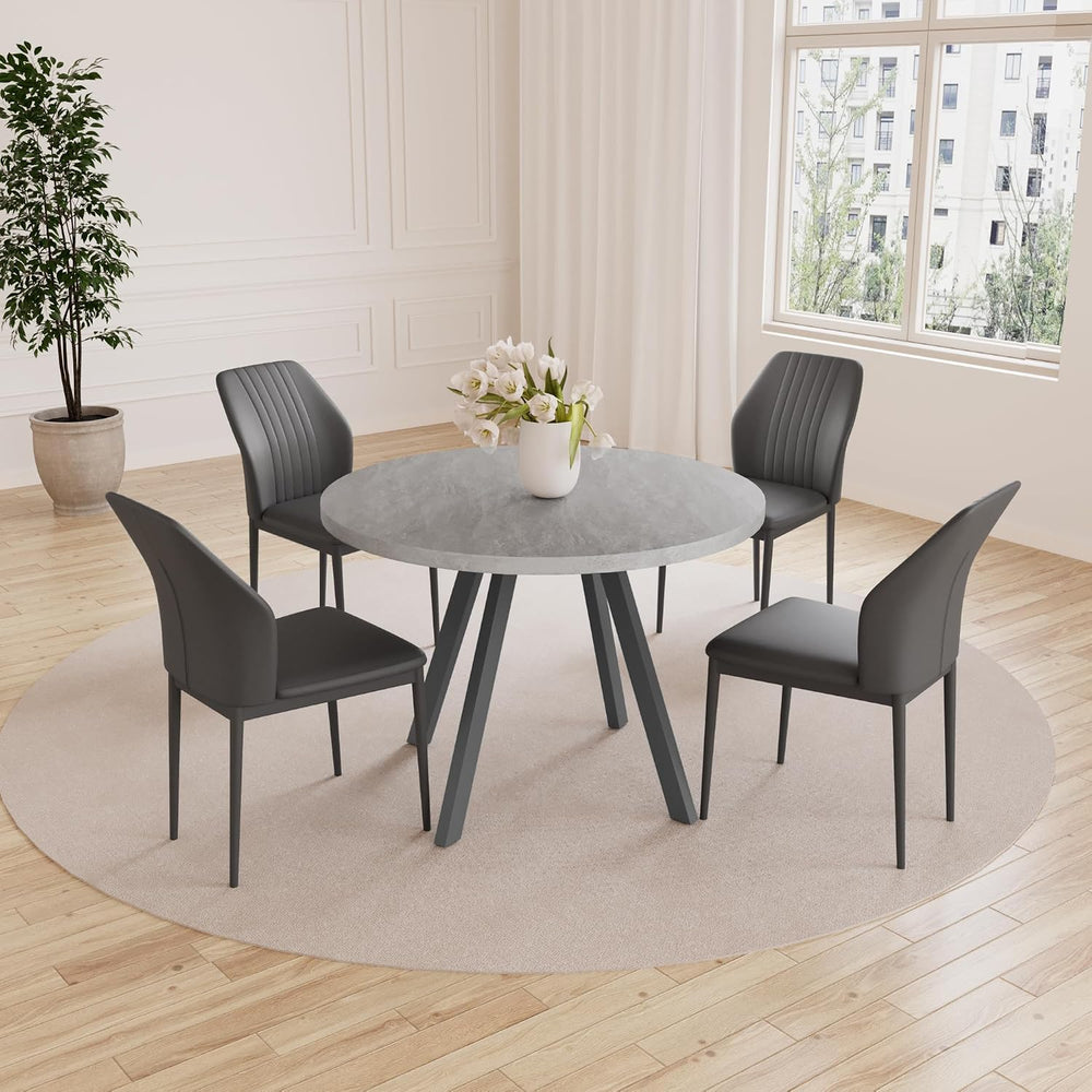 Zerifevni 34.6'' Round Dining Table and Chairs for 4, Mid Century Mod...
