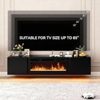 MXV 80'' Floating TV Stand with 40" Electric Fireplace, Modern Media Entertainment Center, TV Console Cabinet Wall Mounted with Adjustable 12-Color LED Lights, for Living Room, Black + Black