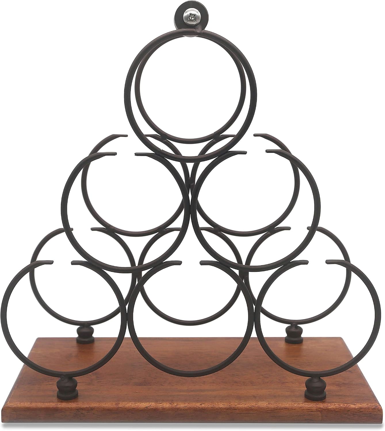 ALLCENER Countertop Wine Rack, Tabletop 6 Bottles Wood Wine Holder, Sturdy Handle, 3-Tier Rustic Classic Design, Simple Assembly, Wood & Metal (Copper)