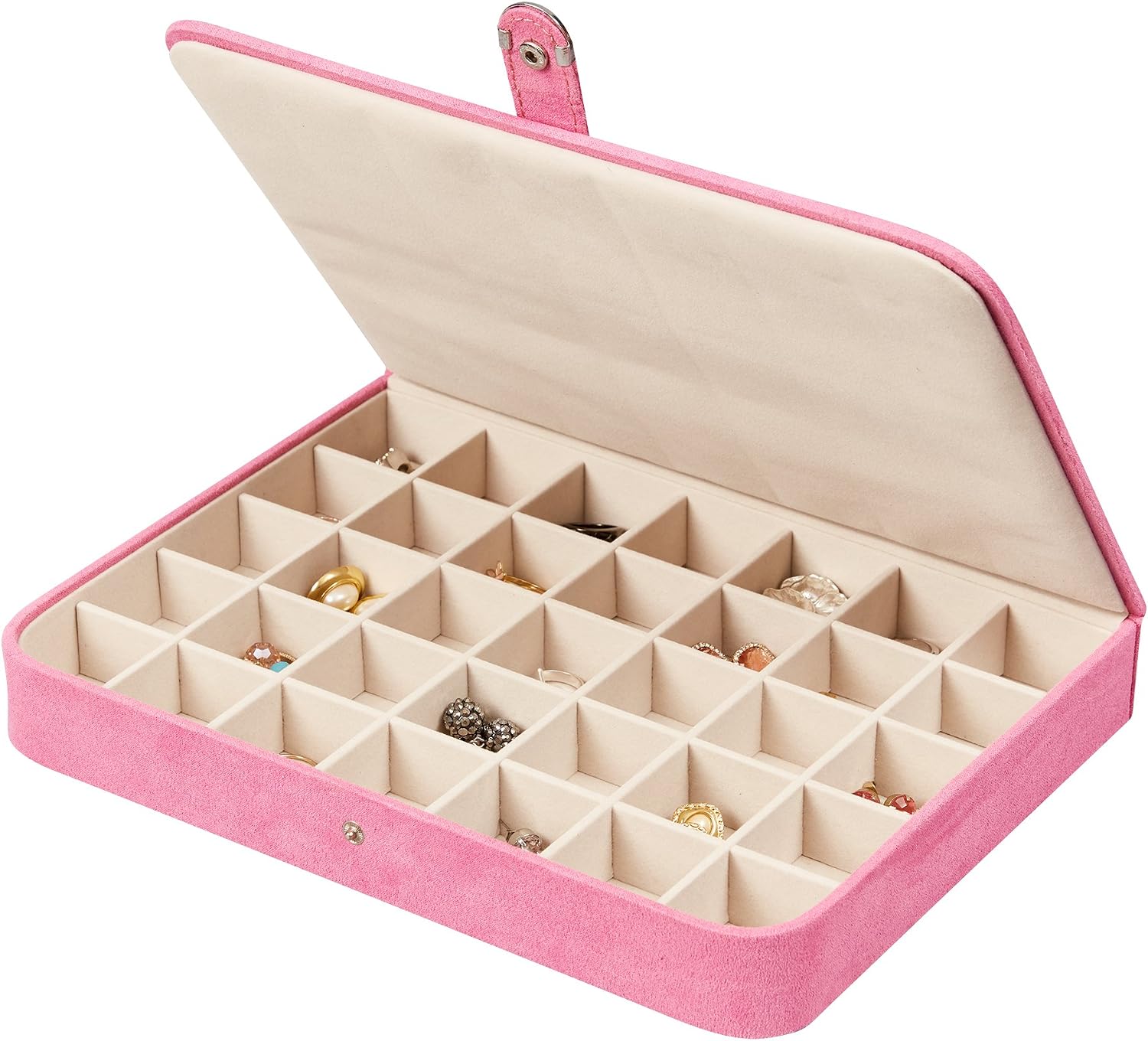 Mele and Co Cameron Plush Fabric Jewelry Box in Pink