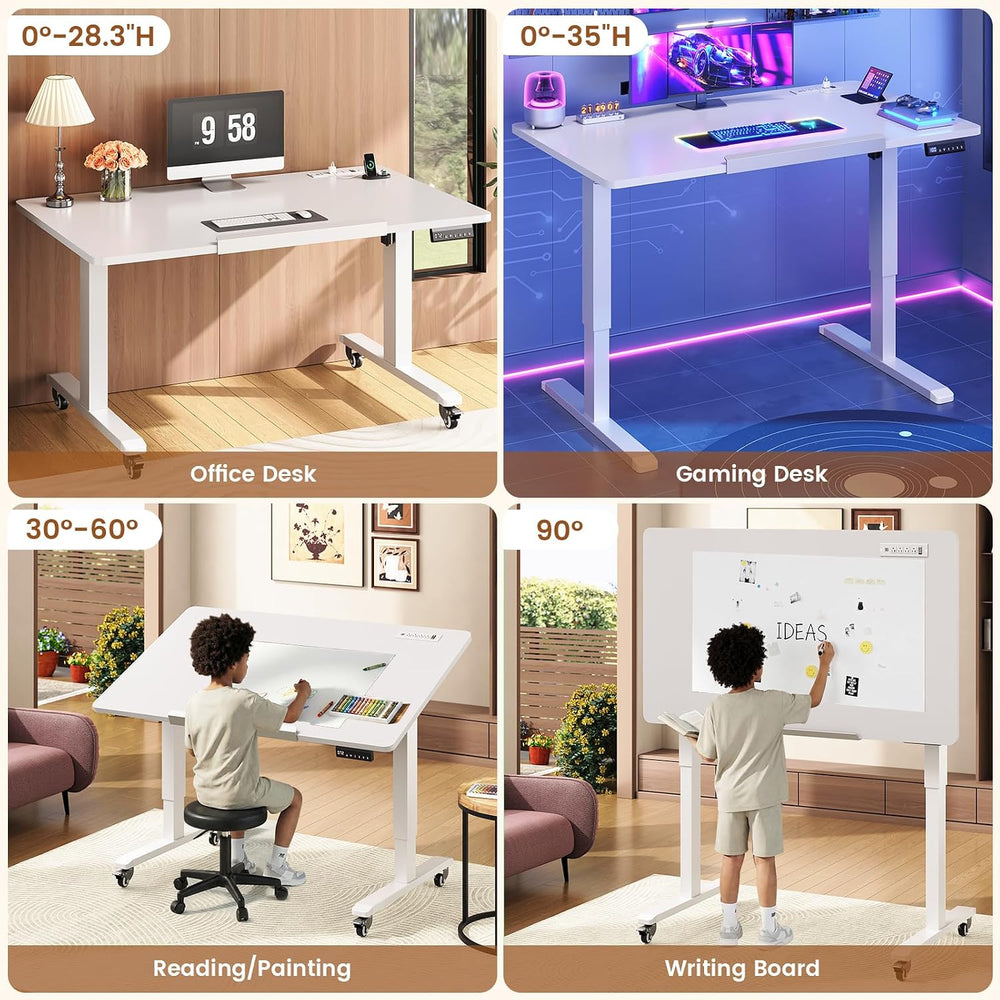 SEDETA 47 x 24 Inches Electric Standing Desk, 180° Tiltable Mobile Rising