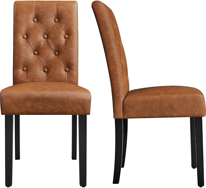 Yaheetech Upholstered Dining Chairs Set of 2 Modern Leather Parsons Kitchen C...