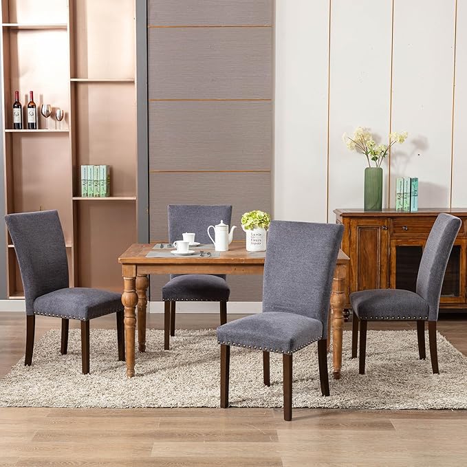 COLAMY Upholstered Parsons Dining Chairs Set of 4, Fabric Dining Room Kitchen...