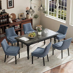 Dining Chairs Set of 2, Upholstered Corduroy Dining Room Chair with Wood Legs, Mid-Back Padded Kitchen Side Chairs for Dining Room, Blue