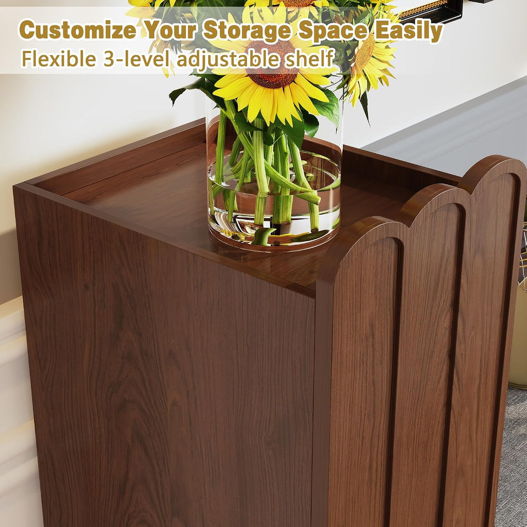 3More Shoe Organizer Cabinet,Entryway Bench with Adjustable Shelves and Cushioned Seat,Unique L-Shaped Bench Cabinet for Entryway, Hallway, Living Room