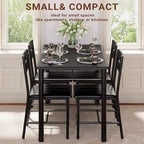 IRONCK Dining Table Set for 4, Wood Kitchen Table with Upholstered Chairs for Kitchen & Dining Room, Compact Dining Set for Small Spaces, Black