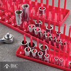 B&C Home Goods Socket Organizers - 6 Piece SAE & Metric Tray Socket Holder - Toolbox Organizers and Storage for ¼, ⅜ and ½ inch Drive Holder for Mechanics