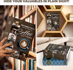 Book Safe with Combination Lock, Hidden Safe (9.5 x 6.2 x 2.2 Inch) with Fireproof Bag, Secret Diversion Safe, Hollow Book Box Hidden Storage, Money Safe Box for Cash (COFFEE)
